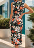 New Boho Stand Collar Sleeveless Print Dress